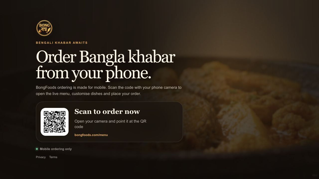 BongFoods customer ordering menu and mobile web app